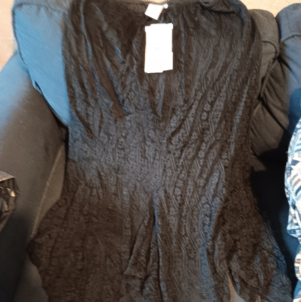 White stag XL 16-18 black long lace maxi skirt NWT